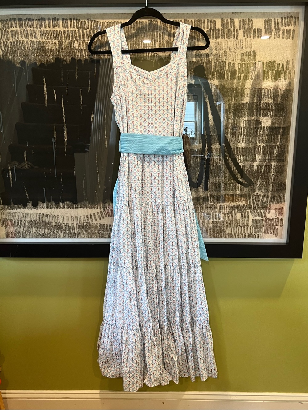 Beau & Ro Block Print Cotton Maxi Dress Size M